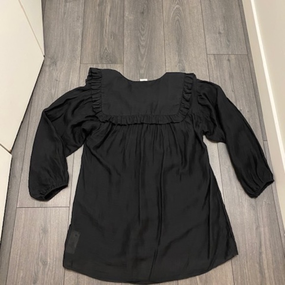 Wilfred Aritzia Splendour Sheer Button Front Peasant Black Blouse Size S - Picture 7 of 12